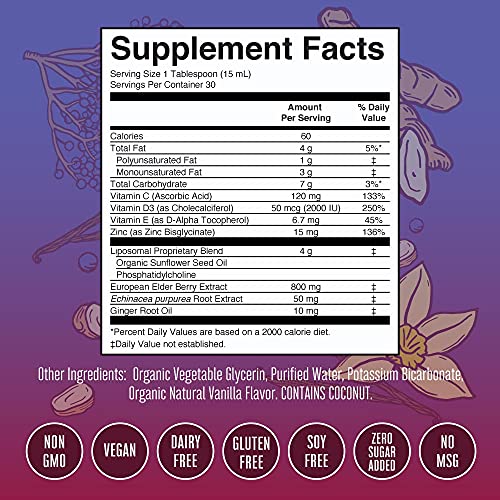 Elderberry Liquid with Vitamin C and Zinc, 30 Servings E18153