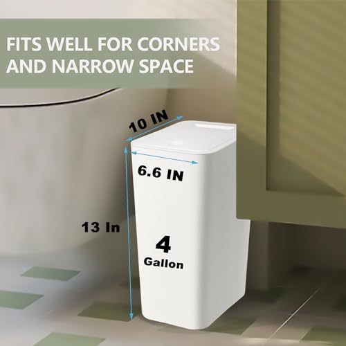 2 Pack 15L 4 Gallon Plastic Trash Can with Press Top Lid P882999