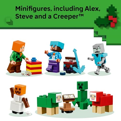 LEGO Minecraft Advent Calendar Building Toy with 24 Buildable Surprises and 8 Minifigures X119