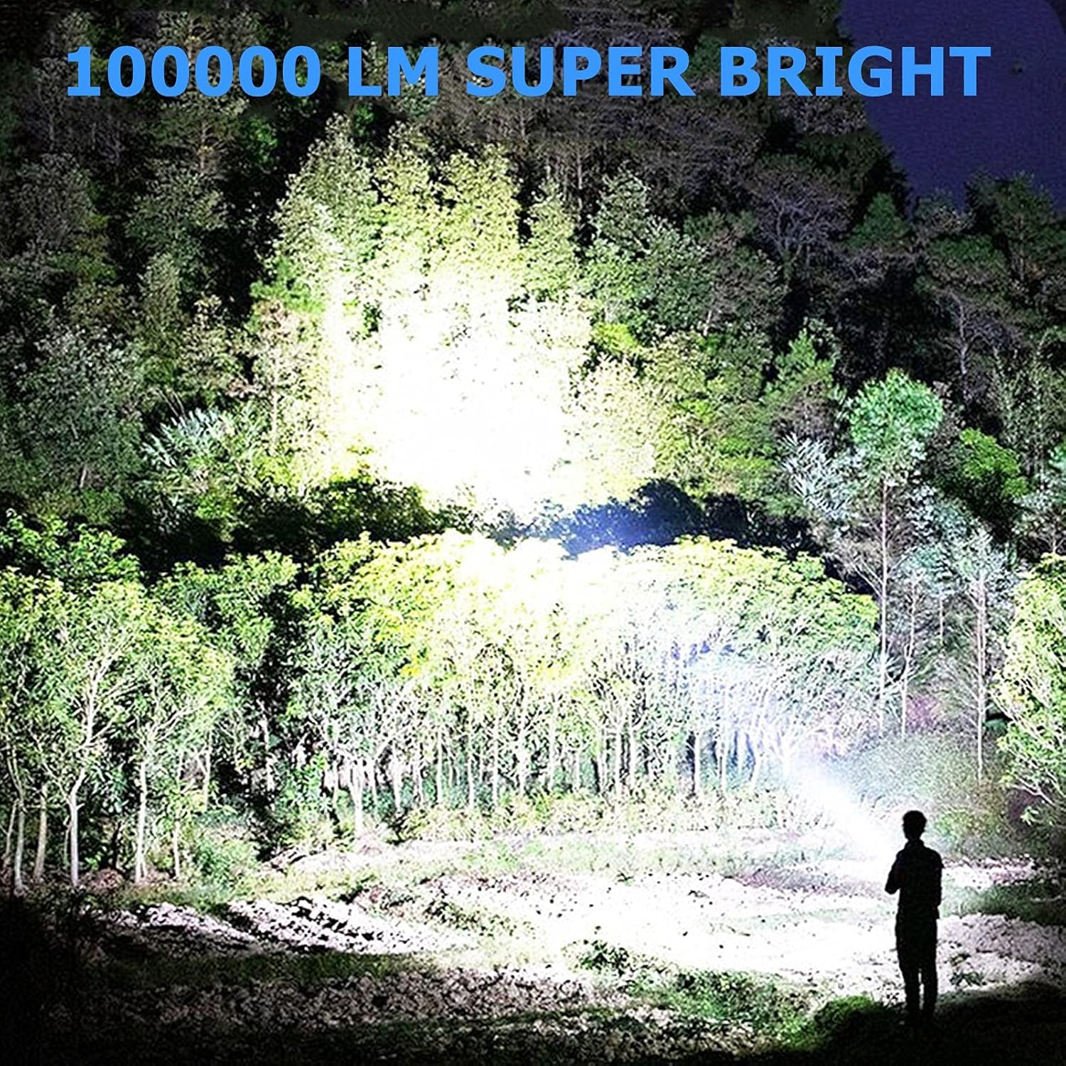 100000 Lumen Rechargeable Tactical Flashlight with Battery Q6687
