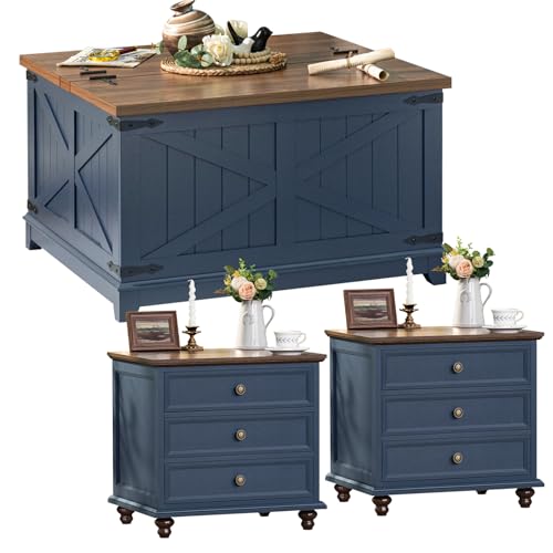 Coffee Table Set of 3 with Charging Station and Hidden Storage F63964