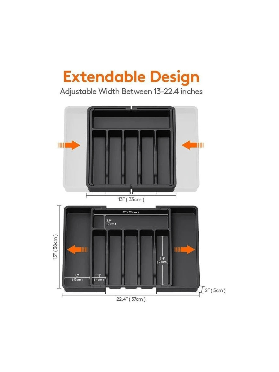 Expandable Black Silverware Utensil Organizer Z10274