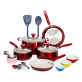23 Piece Non-Stick Red Ceramic Aluminum Cookware Set W5168