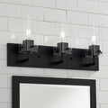 Black Metal 3-Light Wall Fixture with Clear Glass Shade F53243