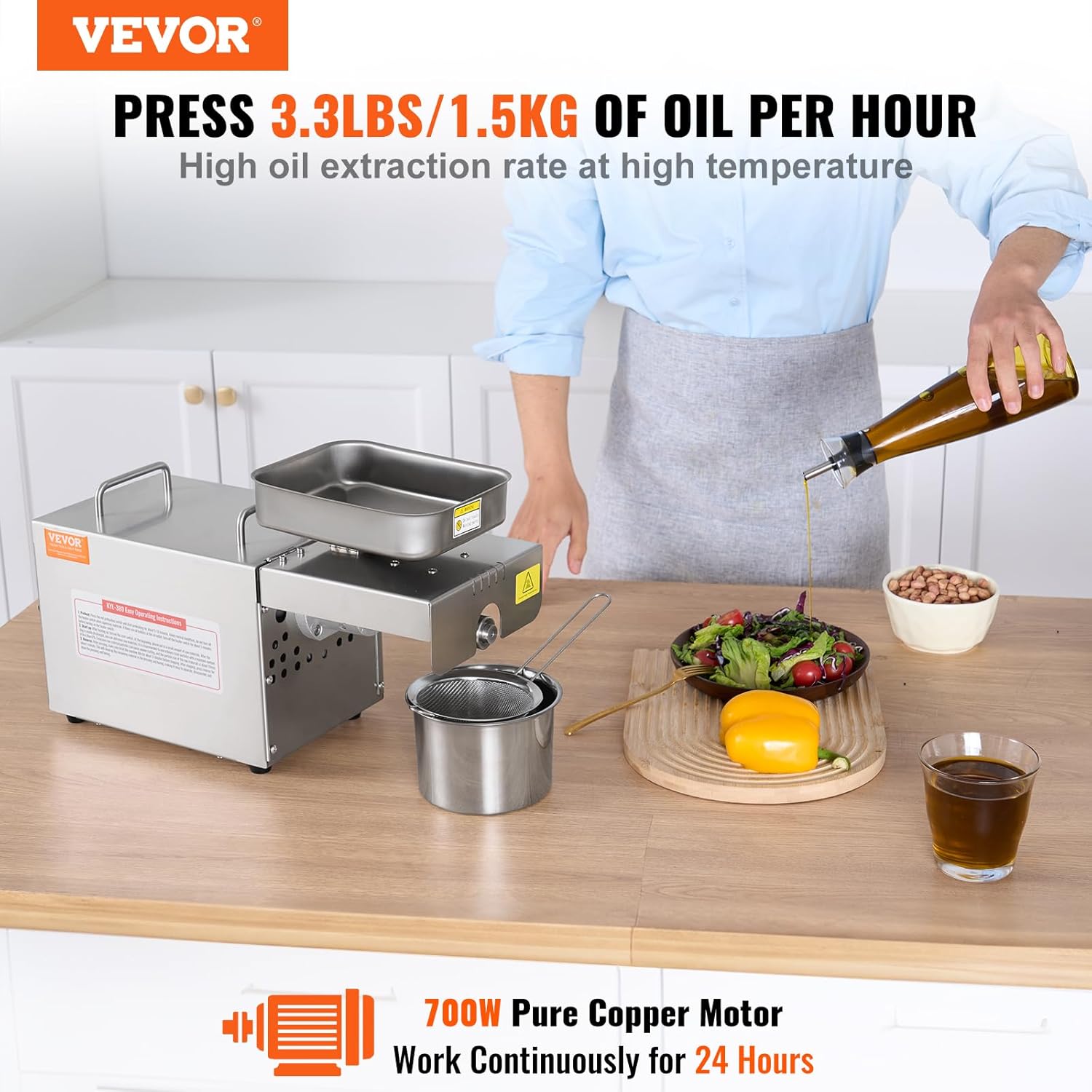 700W Stainless Steel Electric Oil Press Machine N166