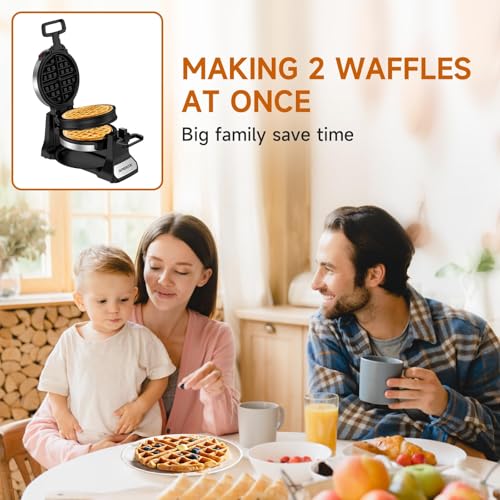 Double Belgian Waffle Maker 1400W Nonstick Stainless Steel G715