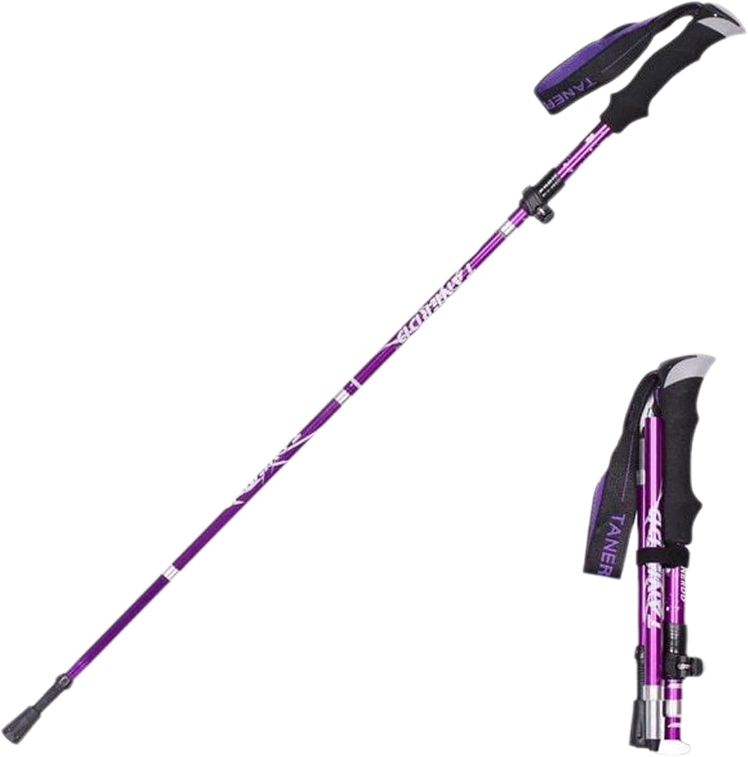 Purple Collapsible Aluminum Hiking Trekking Pole with EVA Foam Handle B6215