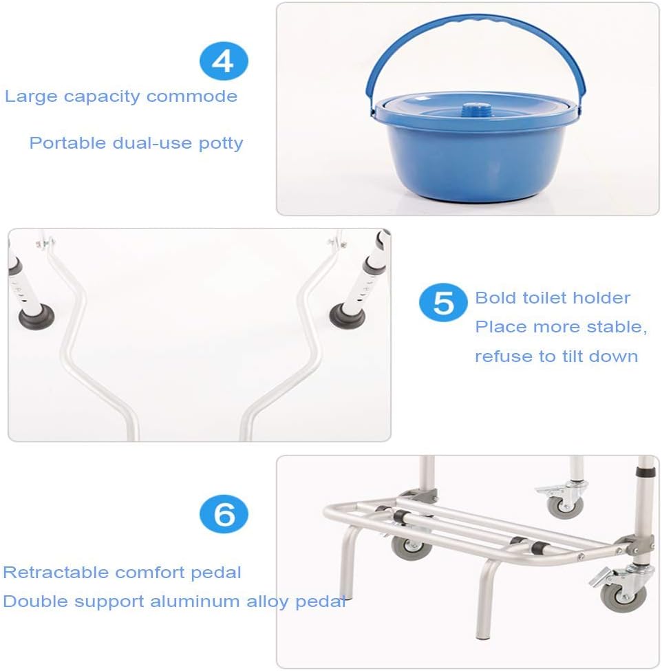 Mobile Bedside Commode, Wheeled Folding Toilet Seat Chair with Lid I54487