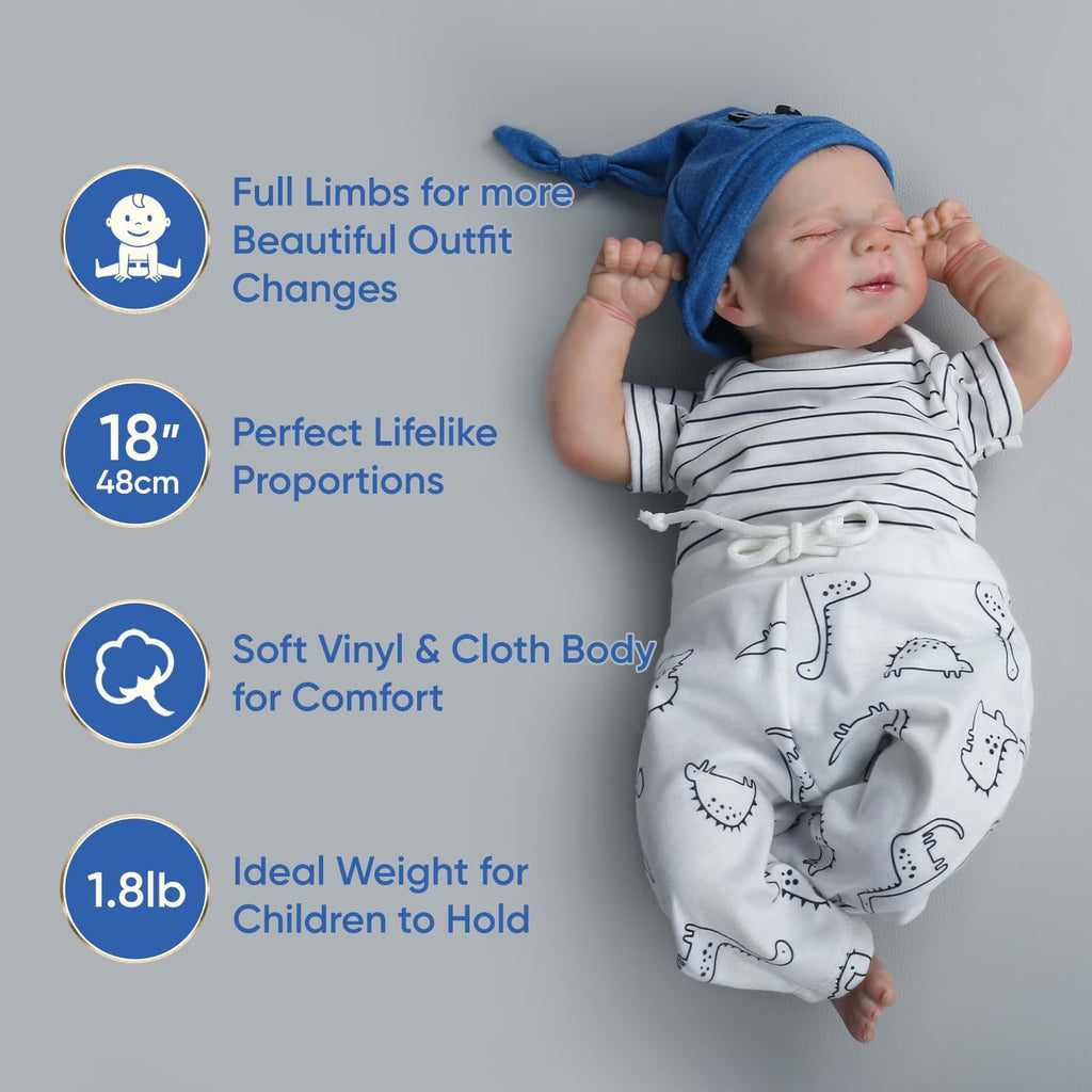 18-Inch Reborn Baby Doll with Soft Cloth Body O501