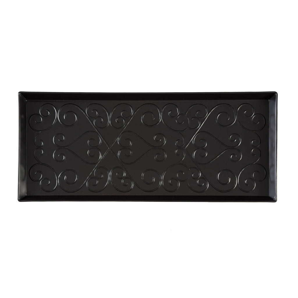 Black Metal Boot Tray with Coir Insert C7184