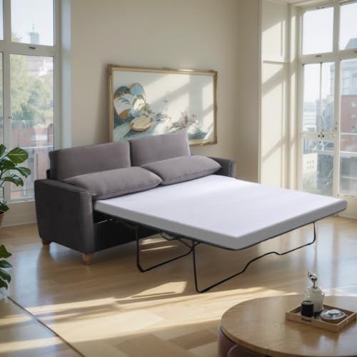 Queen Size Velvet Pull Out Sofa Bed with Foam Mattress P5381