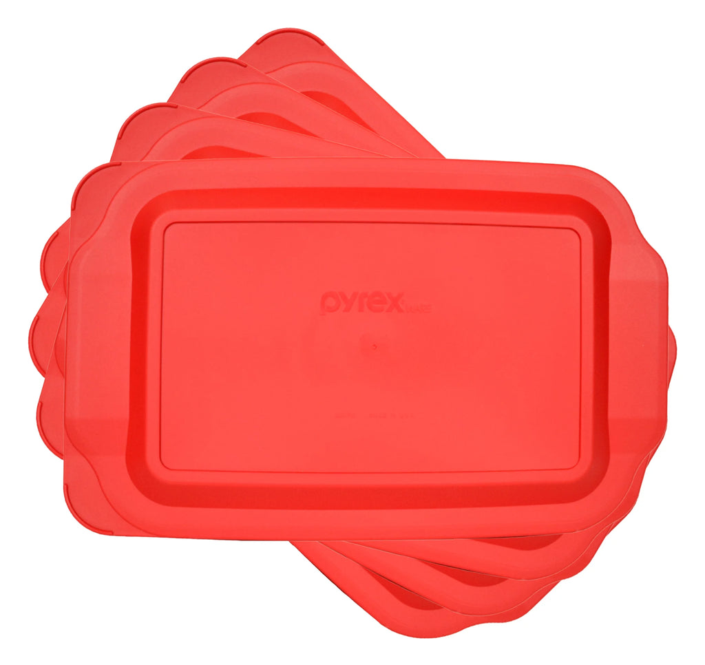 Red Plastic Rectangle Storage Replacement Lid Cover (4-Pack) D112