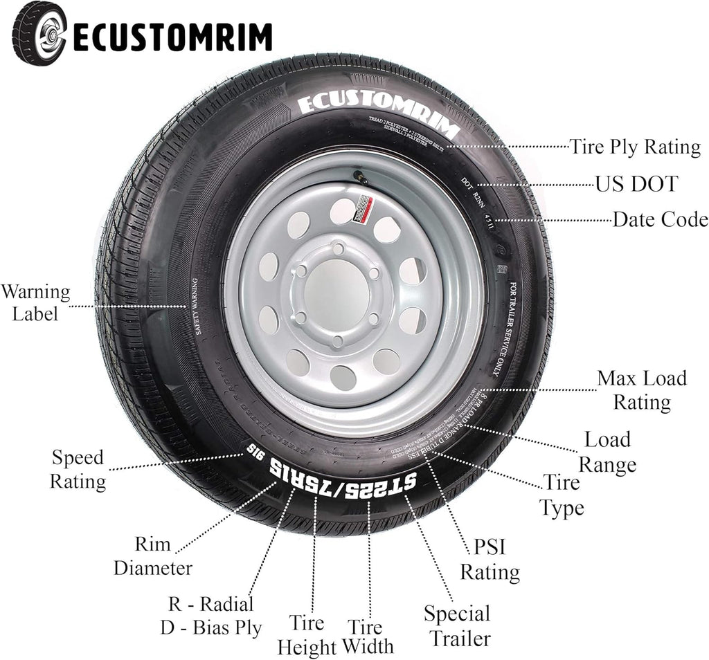 2-Pack 4.80-8 5 Lug Galvanized Trailer Tire Rim C284