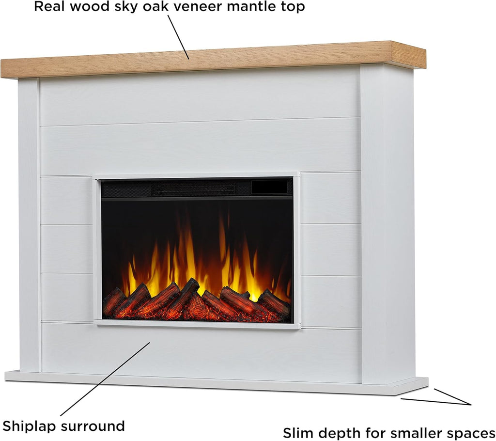 White 49" Slim Electric Fireplace with Mantel L13505