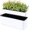 2-Pack Self Watering Rectangular Planters with Water Gauge Indicator B218142