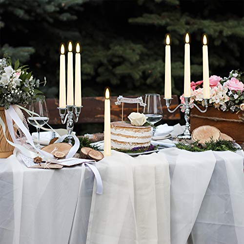 4PCS Battery Operated 8 Inch Warm White 3D Flame Taper Candles with Remote F754343