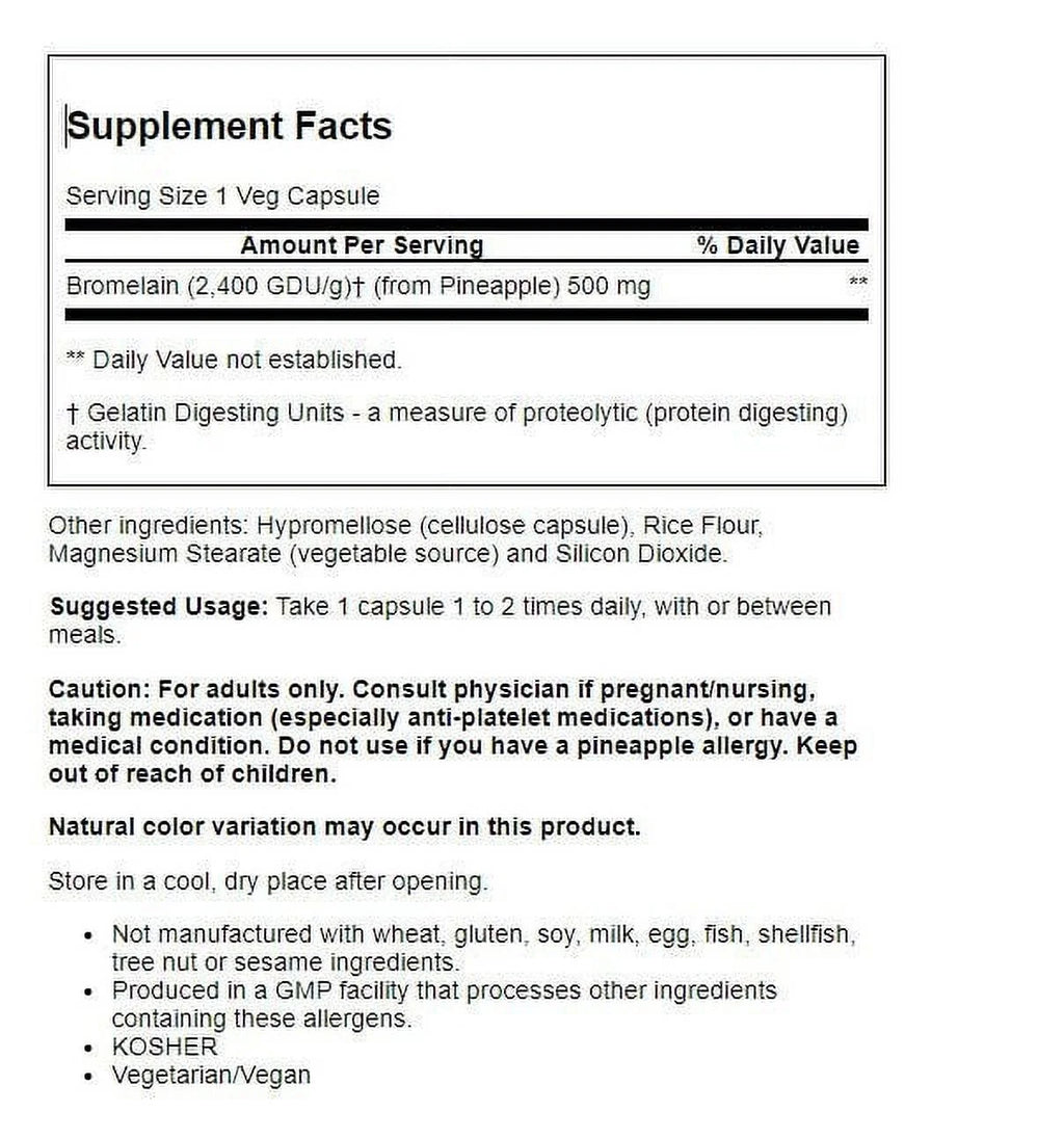 Bromelain 500 mg 60 Veg Capsules D29542