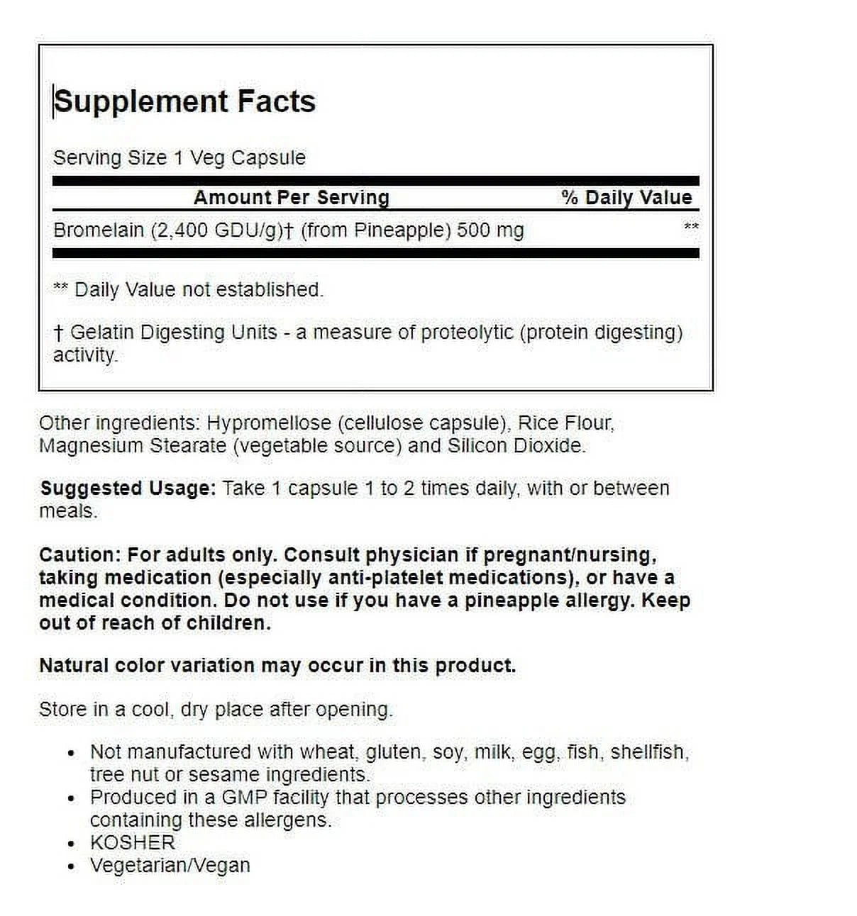 Bromelain 500 mg 60 Veg Capsules D29542