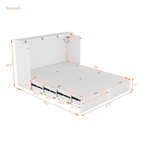 Grey Full Size Wood Murphy Bed with Storage N867894