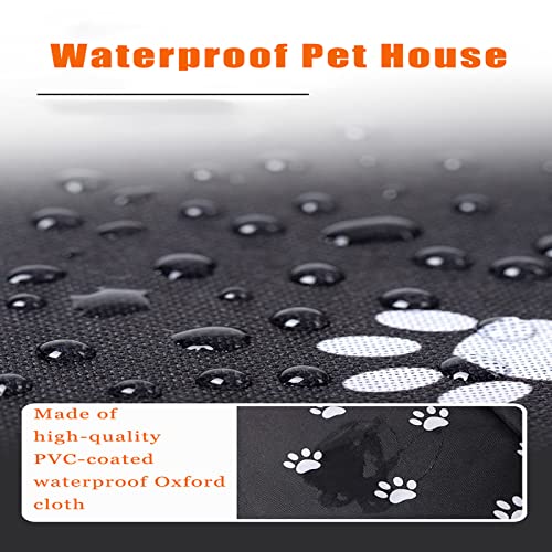 Black Weatherproof Insulated Cat House with Transparent Curtain N298176
