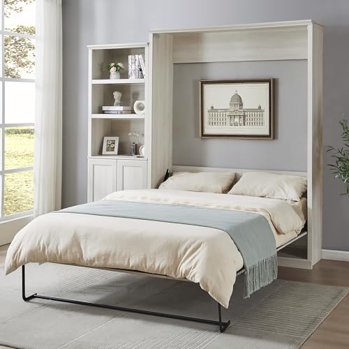 Queen Size Murphy Wall Bed with 1 Side Cabinet Storage Shelf N231856