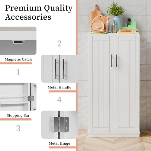 Black Wooden Pantry Cabinet with Doors and Adjustable Shelves R5718