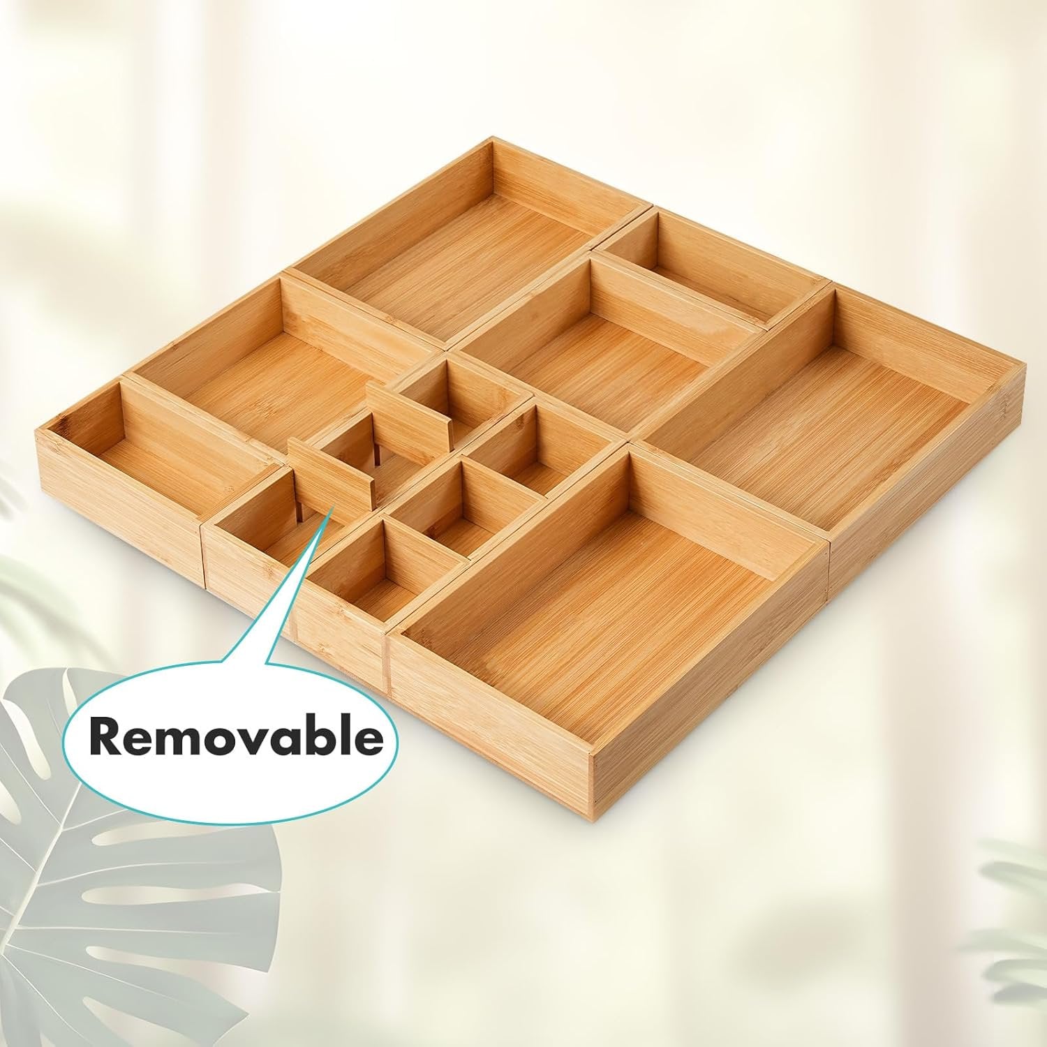 Set of 9 Bamboo Wood Drawer Organizer E576