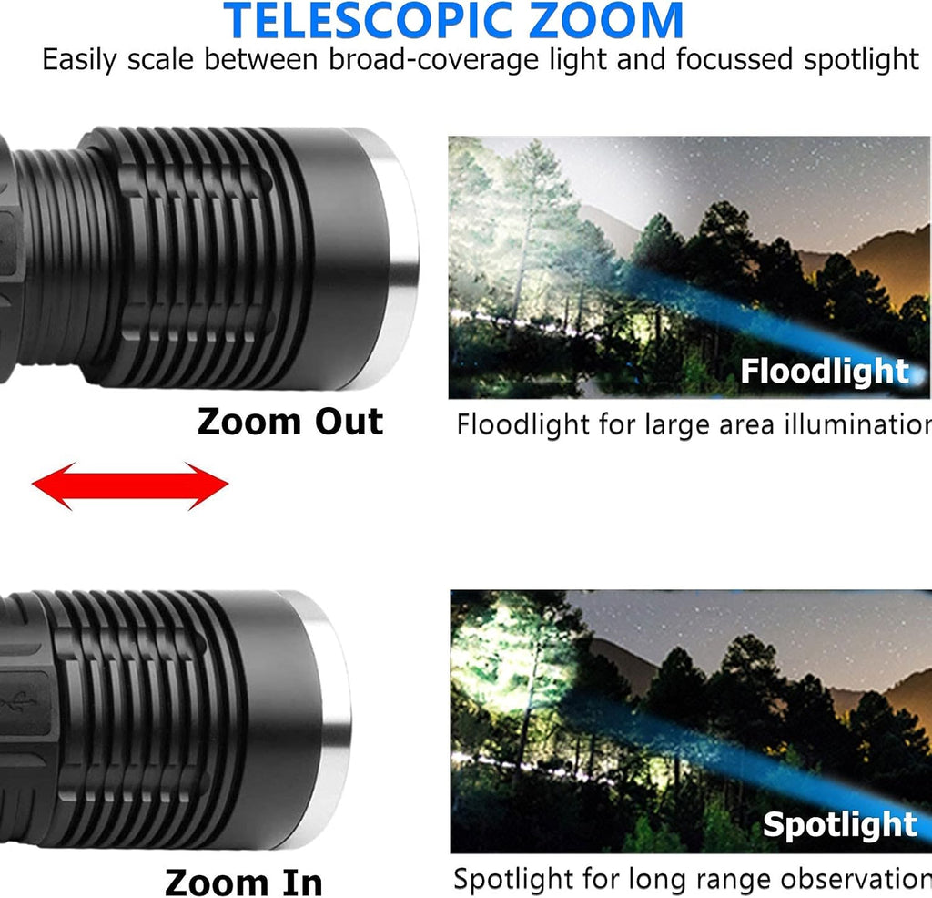 100000 Lumen Rechargeable Tactical Flashlight with Battery Q6687
