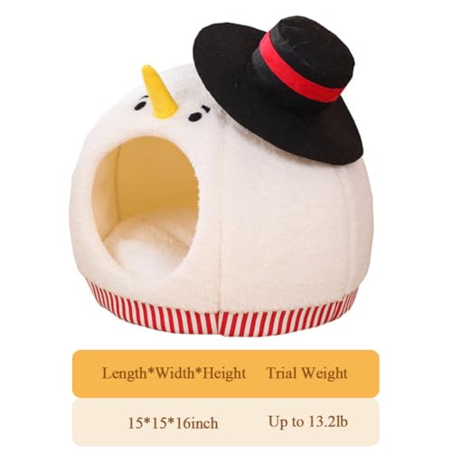 Snowman-Shaped Enclosed Cat Bed Cave with Washable Mat H86536