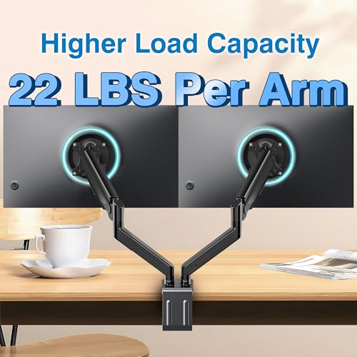 Dual Monitor Stand for 13 to 32 Inch Screen, Dual Monitor Arm Desk Mount Max 22 lbs Each Arm, VESA 75x75 100x100 W137234