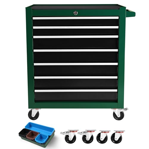 5 Drawers Blue & Grey Rolling Tool Chest with Wheels and 7 Extra Storage Boxes R448787