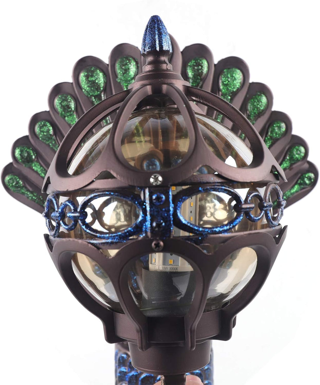 Peacock Wall Light Sconces, Metal and Glass Stained Wall Lamp, LED Antique Wall Mounted Lamp, E27 M72686