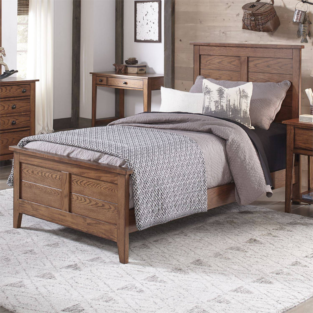 Twin Panel Bed in Aged Oak L5074