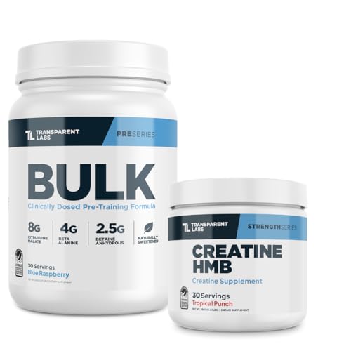 30 Servings Blue Raspberry Pre-Workout Powder & 30 Servings Tropical Punch Creatine HMB C726