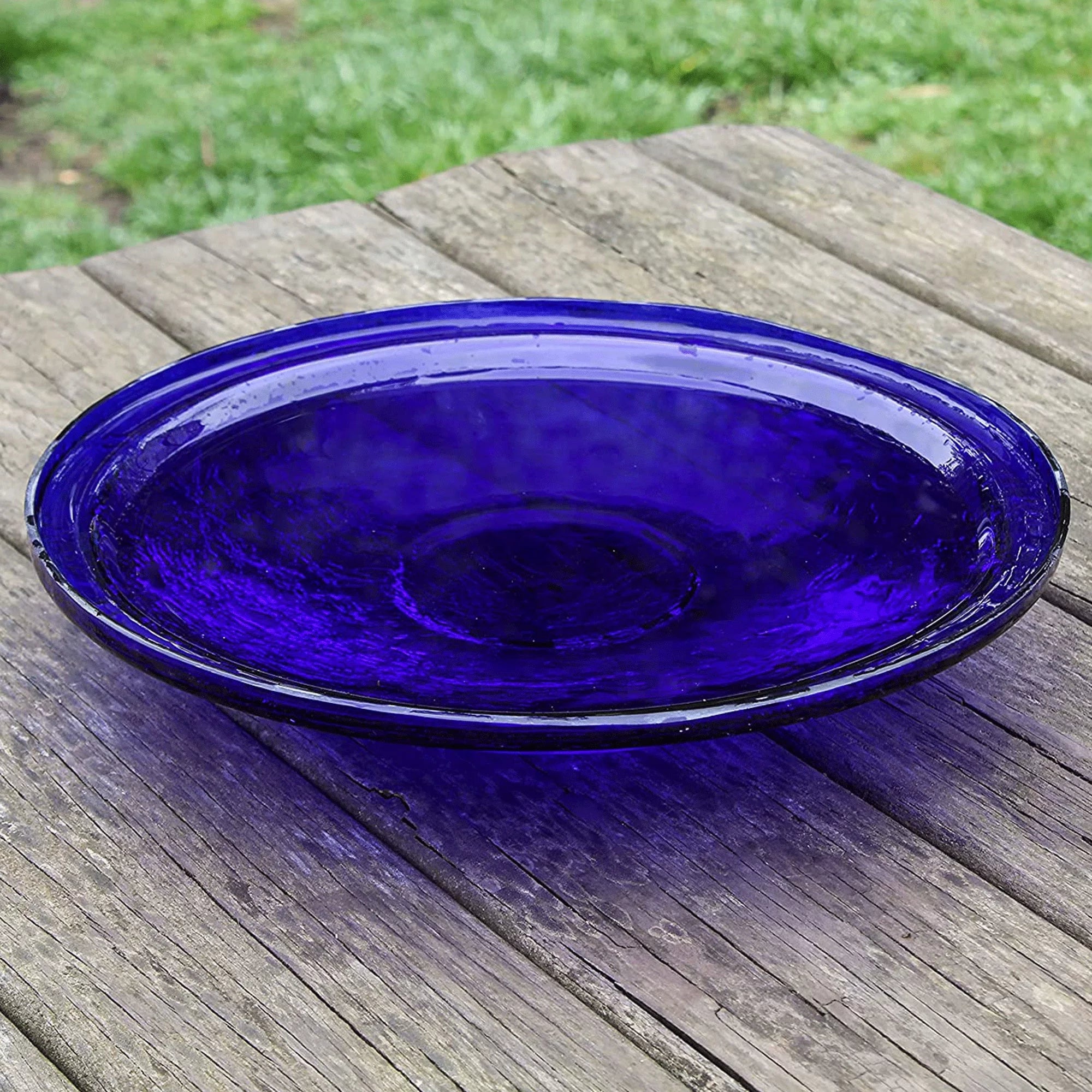 14 In Crackle Glass Bowl and Birdbath Decoration, Cobalt Blue F594468