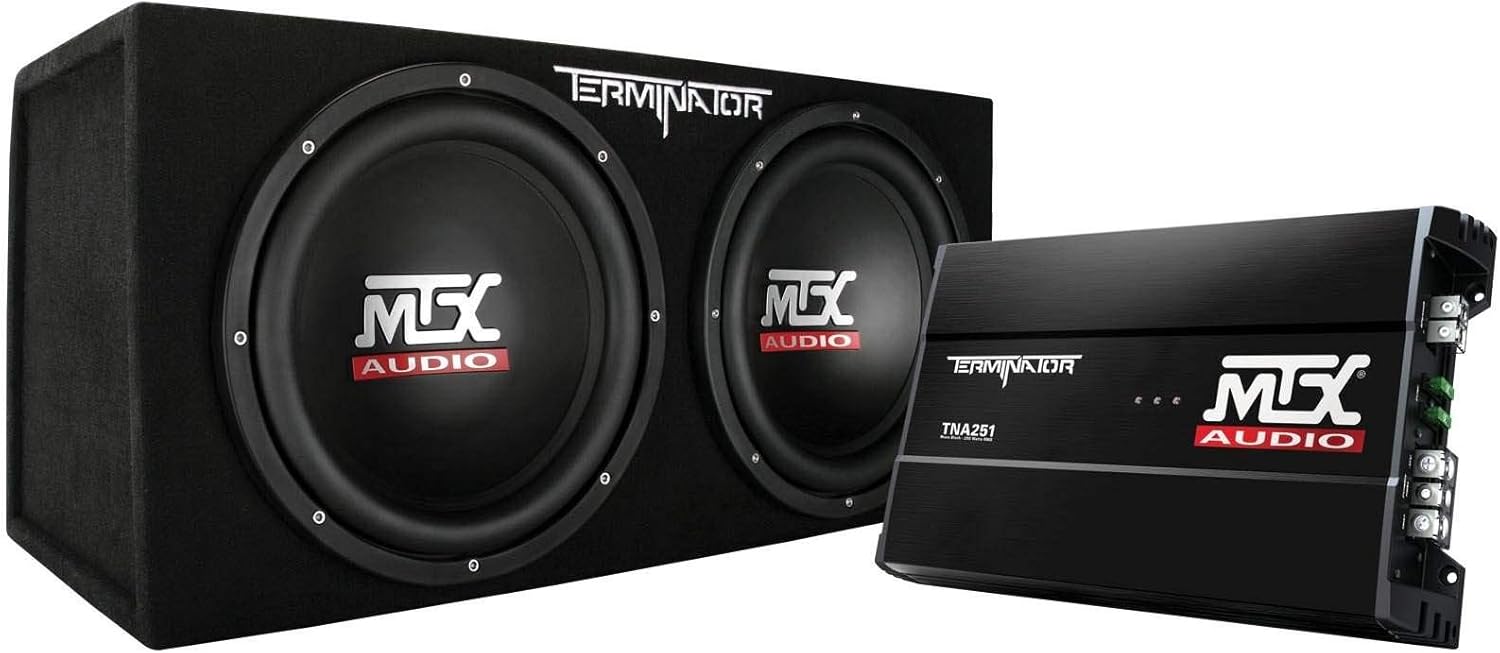 12 Inch 1200W Dual Loaded Car Subwoofer Audio Sub Box and Amplifier with 4 Gauge 3000 Watt Amplifier Wiring Amp Kit L236696