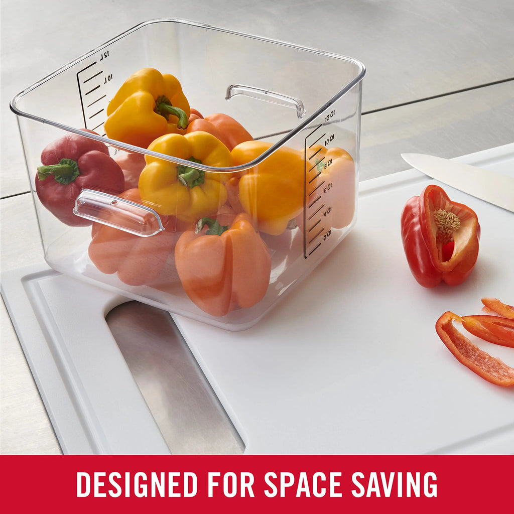 Plastic Square Food Storage Container, 12 Quart, Clear L7738