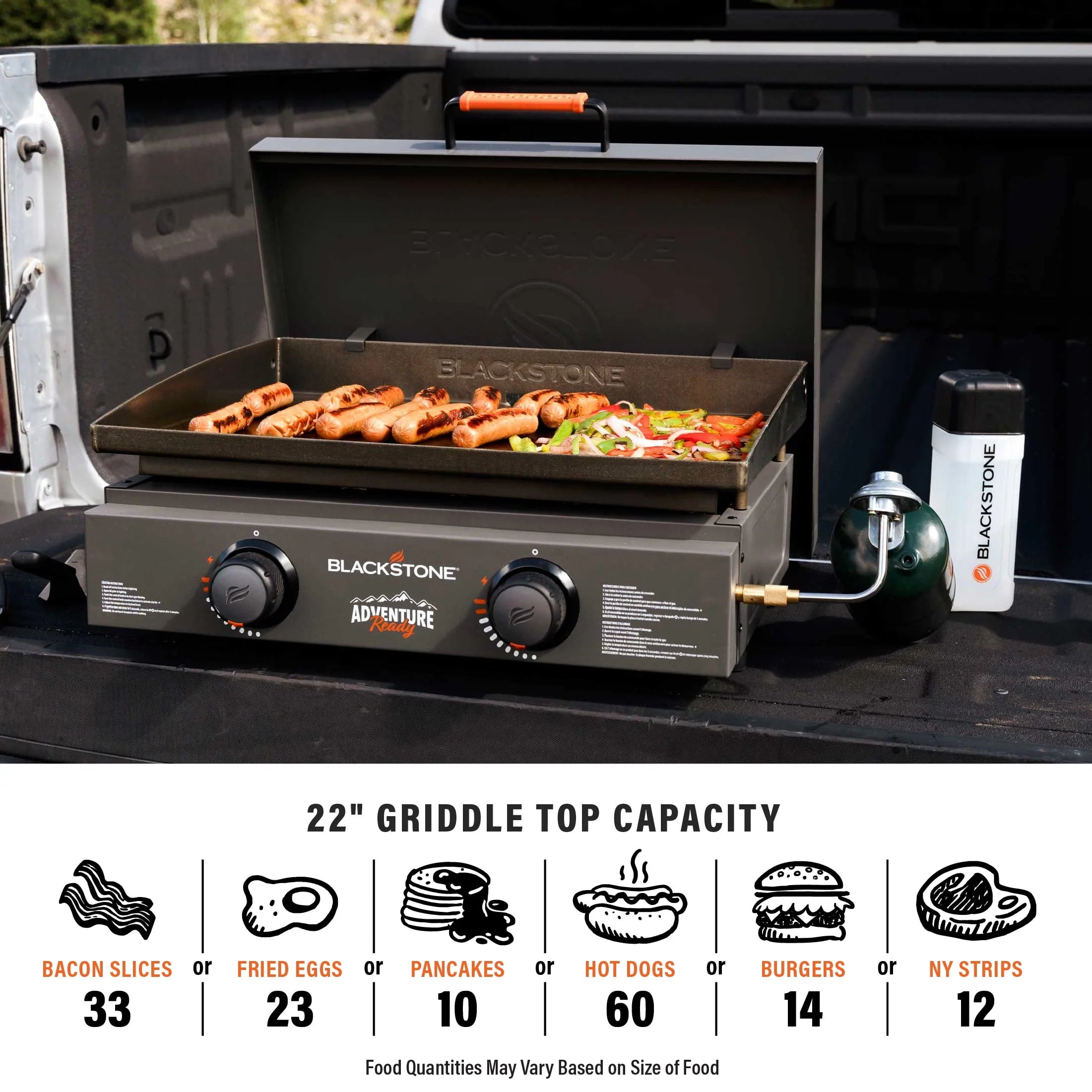 Black 2-Burner 22 Propane Griddle with Hard Cover Q74359