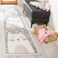 Pink & Grey Cat Design Runner Rug U16297