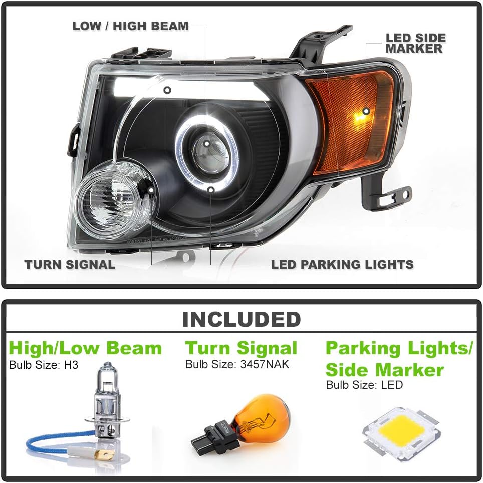 Black Housing LED Projector Headlights for Ford Escape H35466