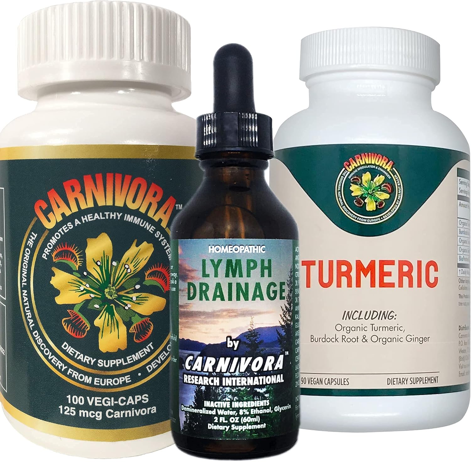 Triple Play Bundle with 1 Bottle Vegi-Caps, 1 Bottle Lymph Drainage, and 1 Bottle Turmeric R318707