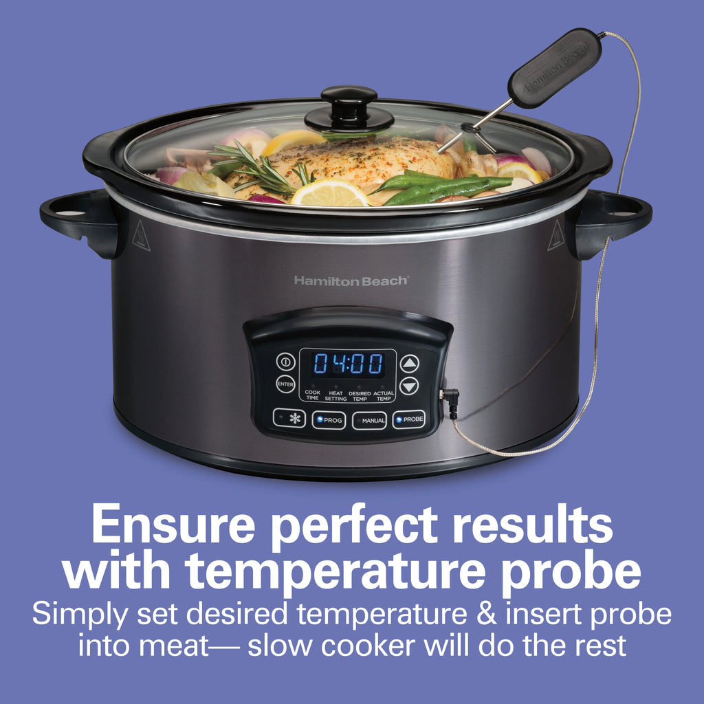 6 Quart Programmable Slow Cooker with Temperature Probe B5026