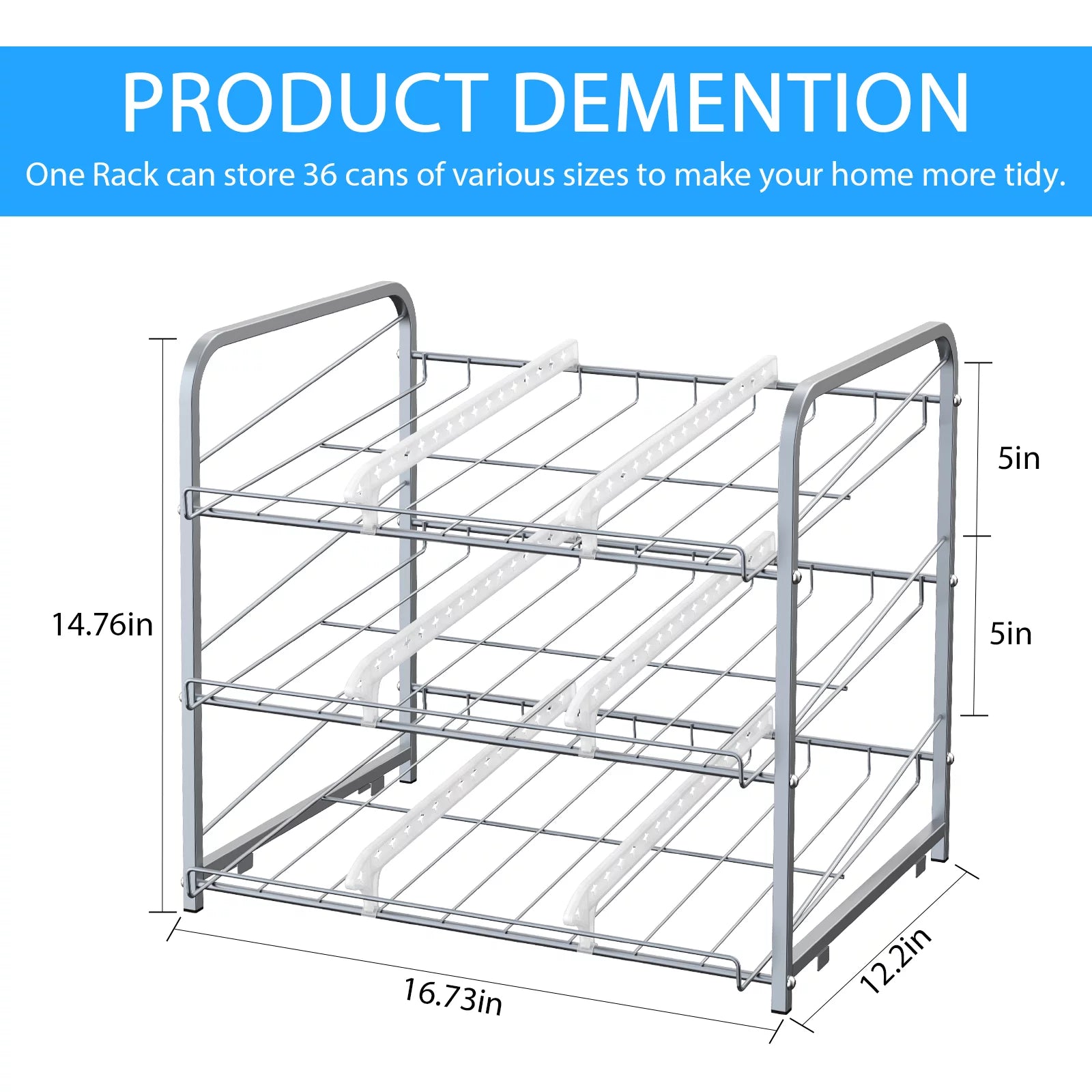 2 Pack 3-Tier Stackable Can Rack Organizer Storage Holder, Silver D866