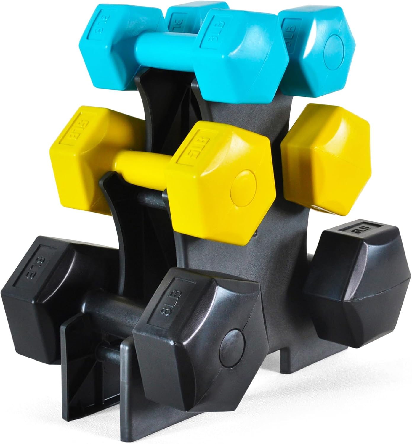32-Pound Vinyl Coated Dumbbell Set with Stand, 3 Pairs C84099