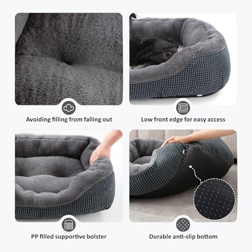 Small Dog Bed Washable Orthopedic Pet Bed with Anti-Slip Bottom S(20"x19"x6") S470702