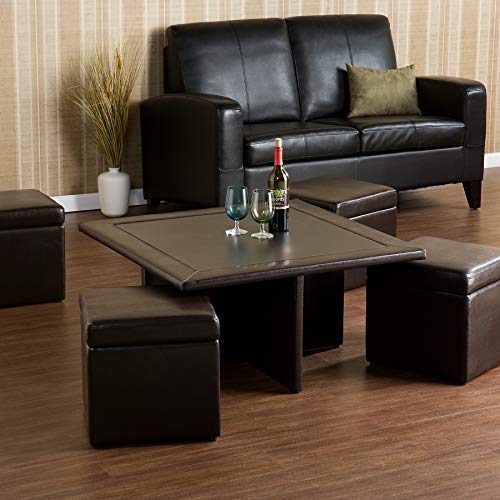 Dark Chocolate Nesting Coffee Table and Storage Ottomans Set H559
