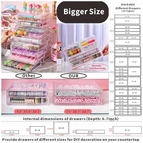 Acrylic Storage Desk Box with 3 Drawers Plastic Makeup Organizer Containers Bins B5722