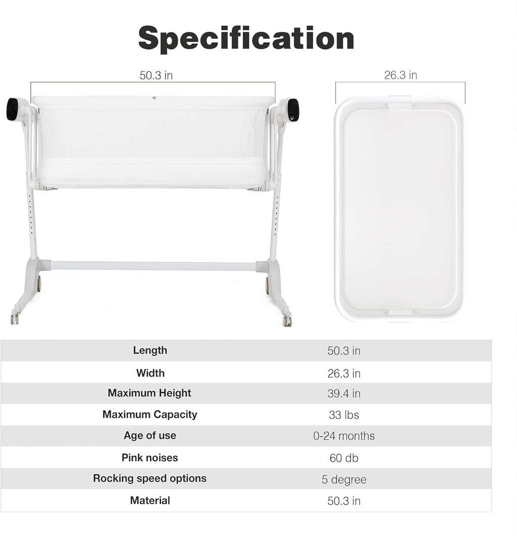 White Baby Bassinet with Mattress N48893