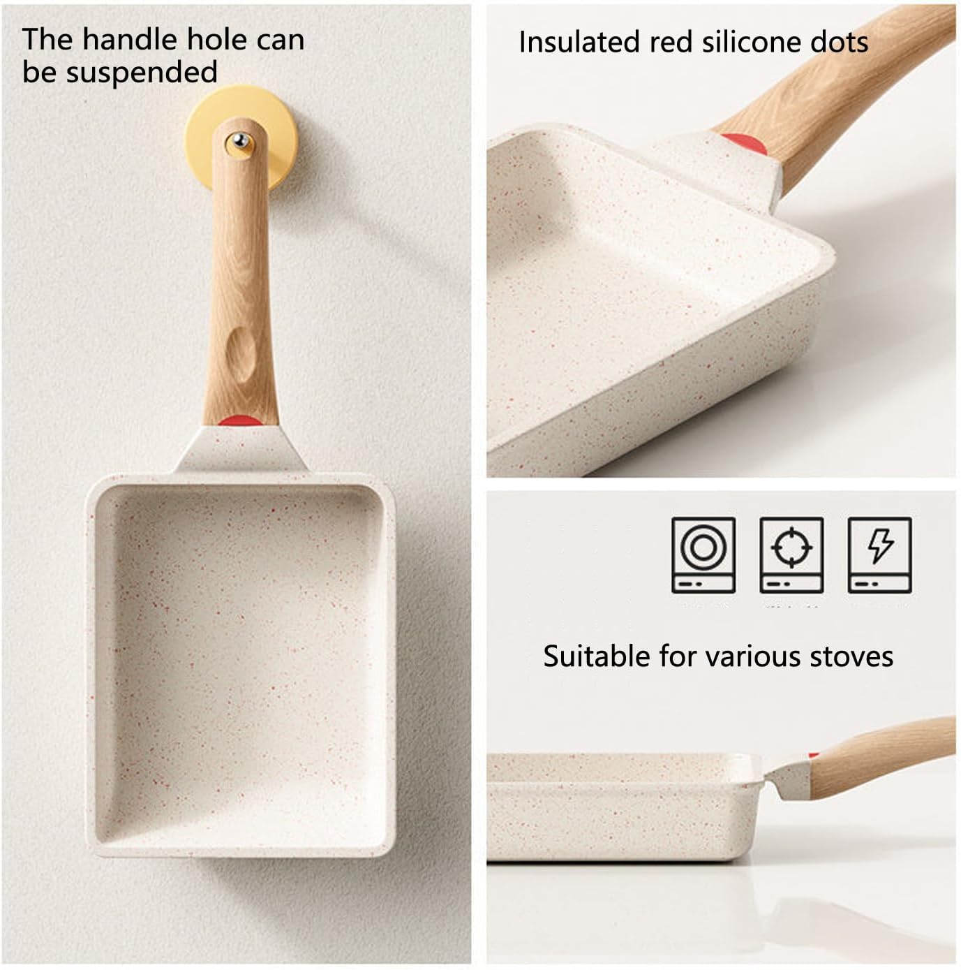 White Non Stick Rectangle Tamagoyaki Pan 6 X 7 Inch A123897