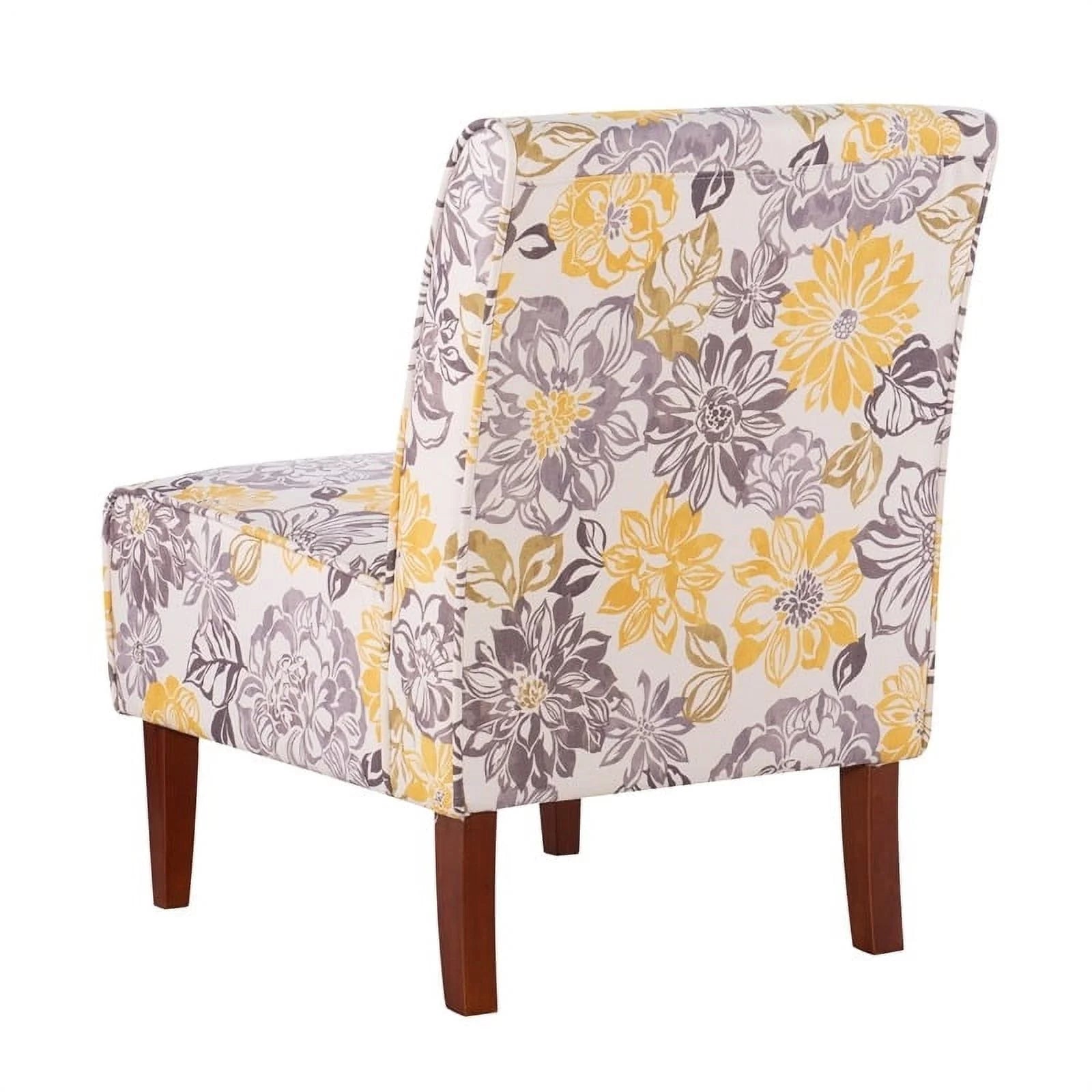 Gray Yellow Fabric Floral Accent Chair Z930916